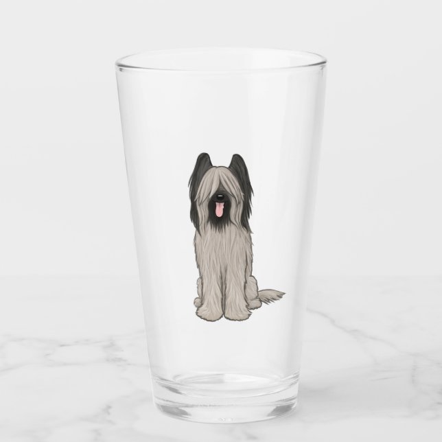 Cute Briard Cartoon Dog Bebe Vidrio (Anverso)