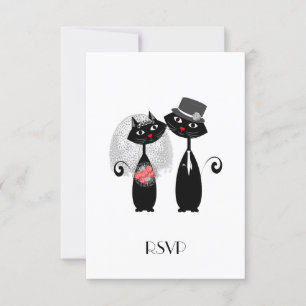 Cute Bride   Groom Boda Gatos RSVP personalizado