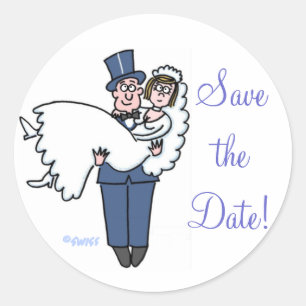 Cute Bride & Groom Salva A Los Pegatinas De Fecha