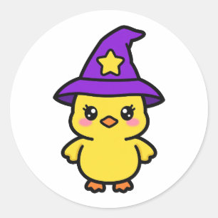 Cute Bruja Pato Halloween Clásico Pegatina Redonda