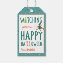 Cute Bruja te Desea un Feliz Halloween Etiqueta de