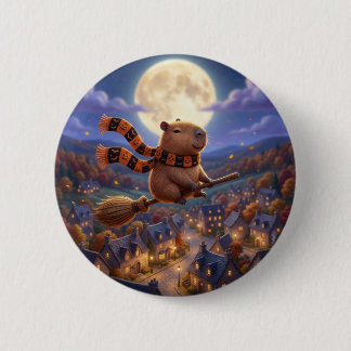 Cute Bufanda Escoba Gorra Capybara Botón Pin