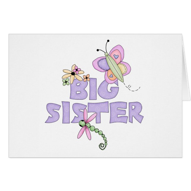 Cute Bugs Big Sister Blank Card (Anverso (Horizontal))