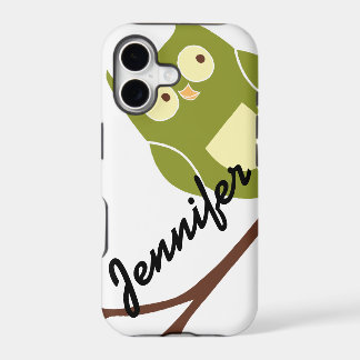 Cute Búho Verde con Nombre Funda para iPhone 5