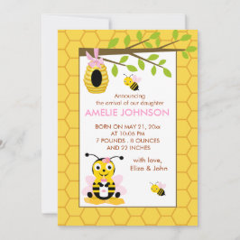 Cute Bumble Bee Chica de Nacimiento Tarjeta de Anu