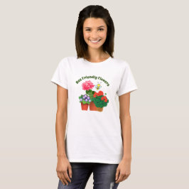 Cute Bumblebee Cuello de Botón Botánico Camiseta