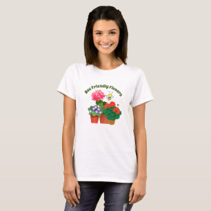 Cute Bumblebee Cuello de Botón Botánico Camiseta