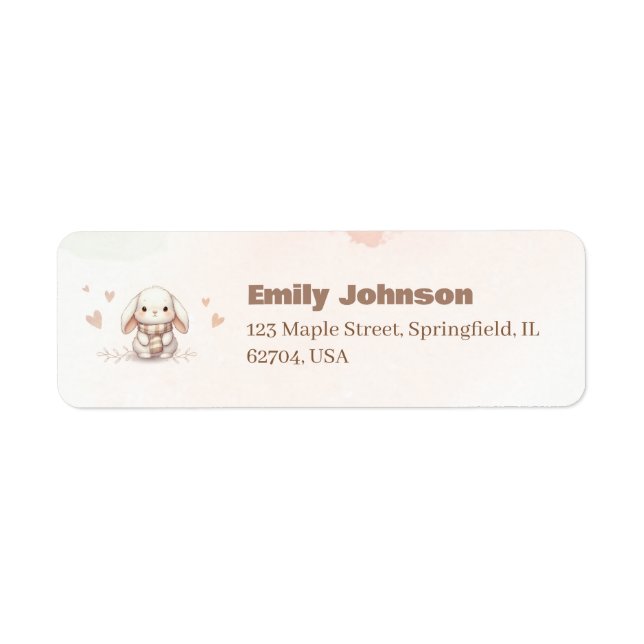 Cute bunny baby shower  Etiqueta de remitente (Frente)