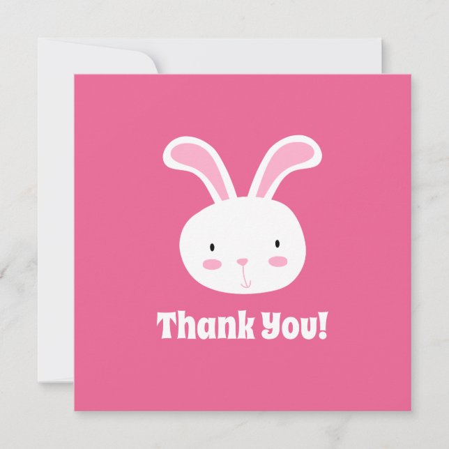 Cute Bunny Gracias Tarjeta (Anverso)