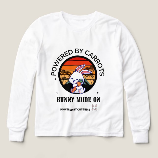 Cute Bunny Hugging Carrot Retro Sunset T-Shirt  (Diseño frontal)