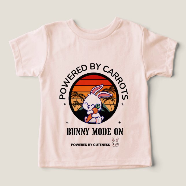 Cute Bunny Hugging Carrot Retro Sunset T-Shirt  (Diseño delantero )