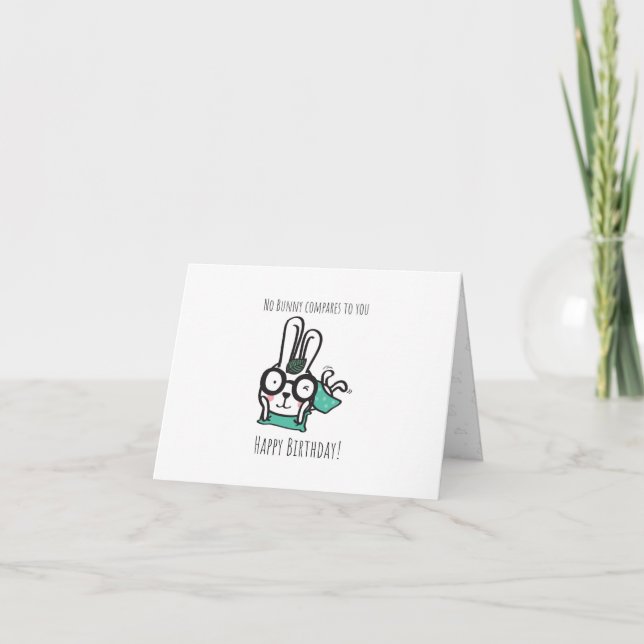 Cute Bunny plegado tarjeta de cumpleaños para niño (Anverso)