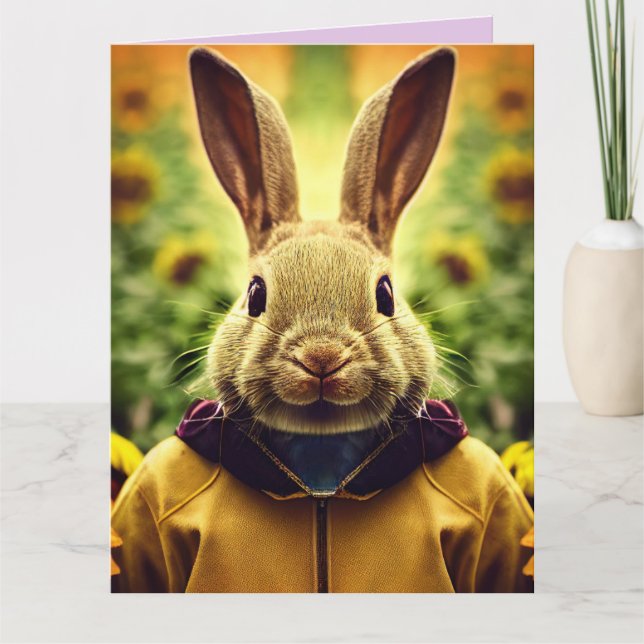 CUTE BUNNY RABBIT TARJETA DE CUMPLEAÑOS SUPERIOR (Anverso)