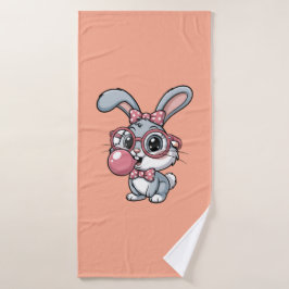 Cute Bunny with Glasses Blowing Bubble Gum