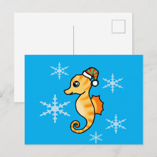 Cute Caballito de Mar Navidad Copo de Nieve Fiesta