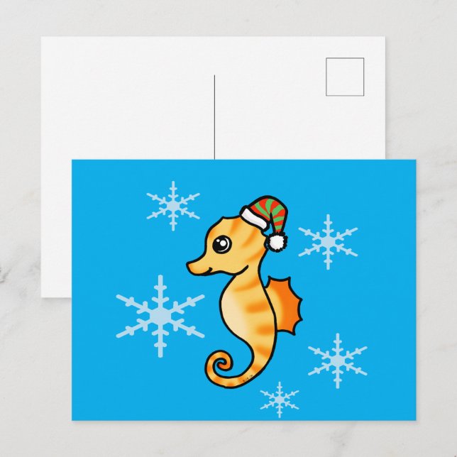 Cute Caballito de Mar Navidad Copo de Nieve Fiesta (Anverso / Reverso)