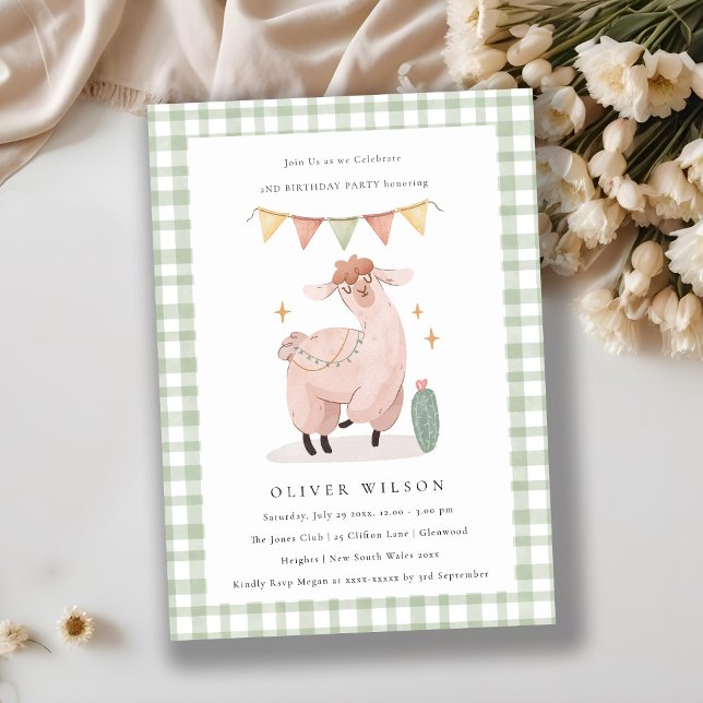 Cute Cactus Boho Llama Cualquier Invitación De Cum (Subido por el creador)