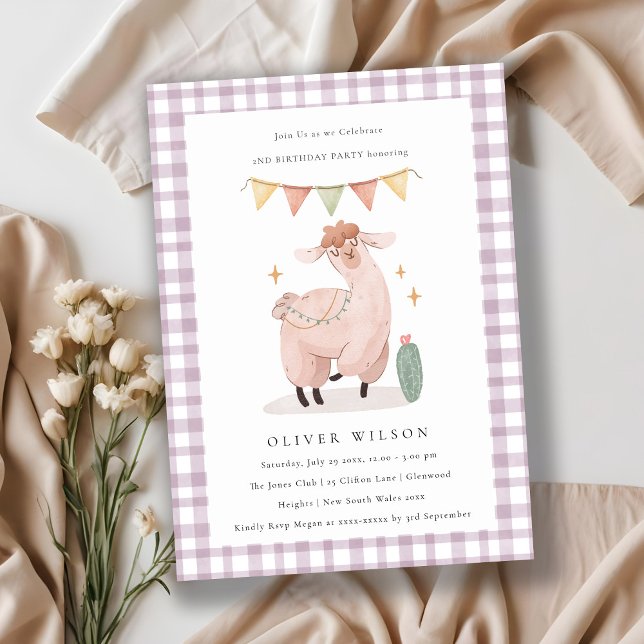 Cute Cactus Boho Llama Cualquier Invitación De Cum (Subido por el creador)