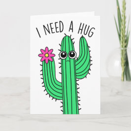 Cute Cactus 'Necesito un abrazo' tarjeta de saludo
