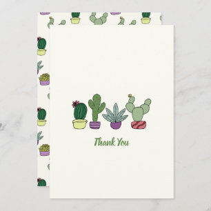 Cute Cactus Potted Plants Gracias Tarjeta