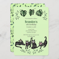 Cute Calavera Gatos Niños Tarjeta de invitación de