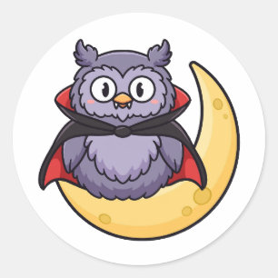 Cute calcomanía de búho vampiro de Halloween