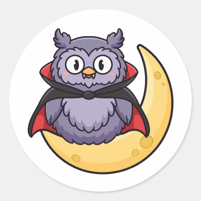 Cute calcomanía de búho vampiro de Halloween (Anverso)