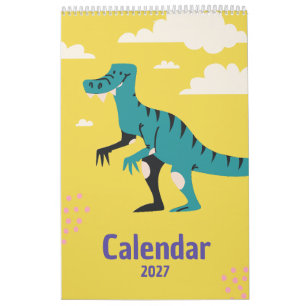 Cute Calendario Colorido de Dinosaurios para Niños