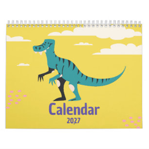 Cute Calendario Colorido de Dinosaurios para Niños