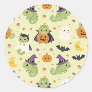 Cute Camaleones De Disfraz De Halloween Calcomanía