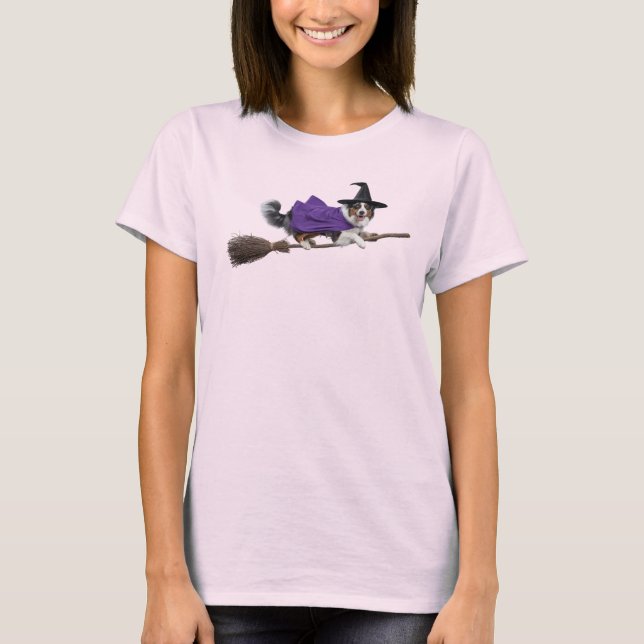 Cute Camiseta de Bruja con Pastor Australiano  (Anverso)