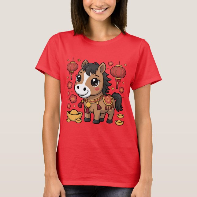 Cute Camiseta de Caballo de Año Nuevo Chino | Año  (Anverso)