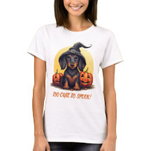 Cute Camiseta de Halloween de Dachshund Bruja – ¡E