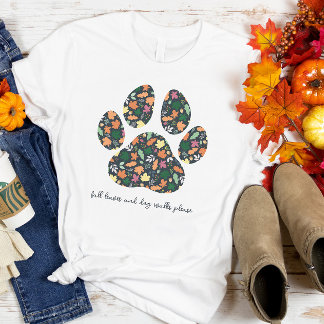 Cute Camiseta de Huella de Pata de Otoño para Aman