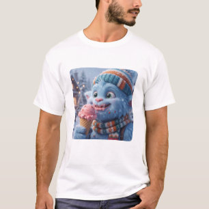Cute Camiseta de Monstruo Esponjoso Azul de Hielo