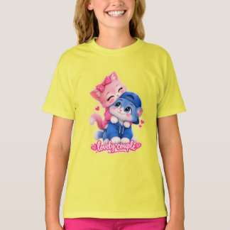Cute Camiseta de Mujer Gatos Pareja Encantadora |