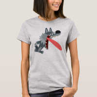 Cute Camiseta de Mujer Lobo de Dibujos Animados Em