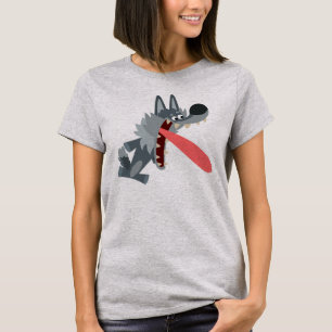 Cute Camiseta de Mujer Lobo de Dibujos Animados Em