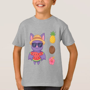 Cute Camiseta de Murciélago Tropical de Sandía en