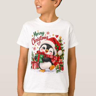 Cute Camiseta de Navidad de Pingüino para Niños –
