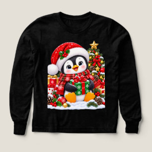 Cute Camiseta de Navidad Pingüino Niños, Sombrero 