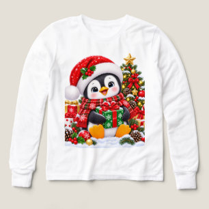 Cute Camiseta de Navidad Pingüino Niños, Sombrero 