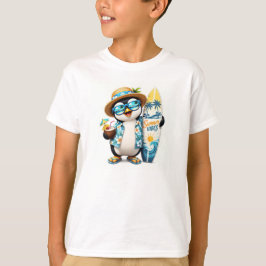 Cute Camiseta de Niño de Pingüino de Verano Surfan