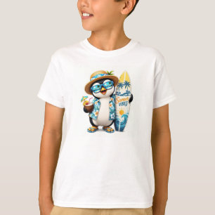 Cute Camiseta de Niño de Pingüino de Verano Surfan