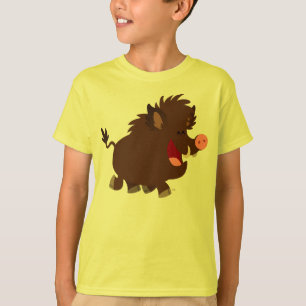 Cute Camiseta de niños jabalí de dibujos animados 