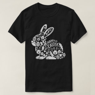 Cute Camiseta de Pascua de conejo floral para muje