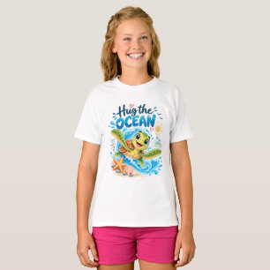 Cute Camiseta de Tortuga Marina Abraza el Océano  