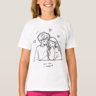 Cute Camiseta Gráfica de Ilustración de Pareja Dib
