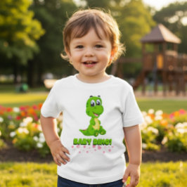 Cute Camiseta Infantil Corazón de Bebé Dino Verde