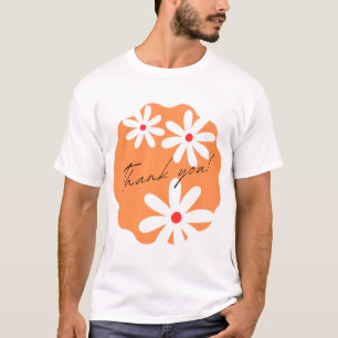 Cute Camiseta Retro Naranja Agradecimiento Floral